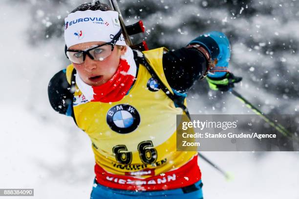 Justine Braisaz of France in action during the IBU Biathlon World Cup Men's and Women's Sprint on December 8, 2017 in Hochfilzen, Austria.