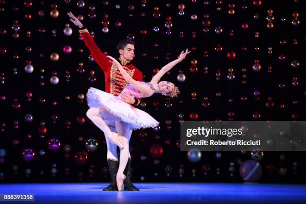 Evan Loudon and Bethany Kingsley-Garner of Scottish Ballet perform on stage during the 'The Nutcracker' photocall at Festival Theatre on December 8,...