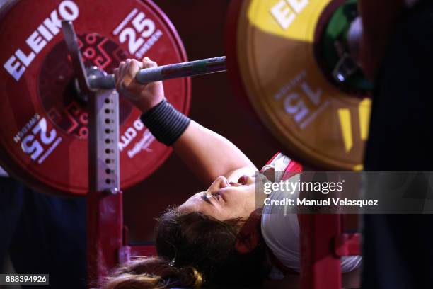 Sibel Cam of Turkey performs a bench press during the Women's Upt to 67Kg Group A Category as part of the World Para Powerlifting Championship Mexico...