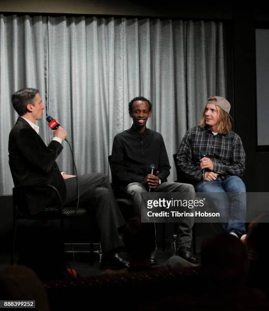 Tim Grierson, Barkhad Abdi and Bryan Buckley attend SAG-AFTRA Foundation's Conversation and screening of 'The Pirates Of Somalia' at SAG-AFTRA...