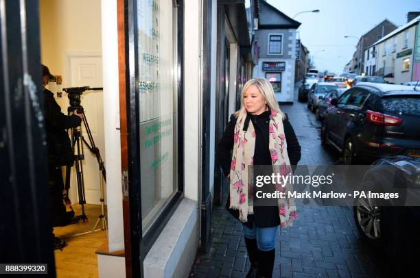 Stormont Sinn Fein leader Michelle O'Neill at her office in Coalisland, Co Tyrone after Prime Minister Theresa May struck a last-minute deal with the...