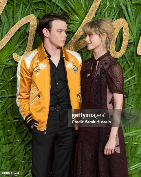 Natalia Dyer and Charlie Heaton attends The Fashion Awards 2017 in partnership with Swarovski at Royal Albert Hall on December 4, 2017 in London,...