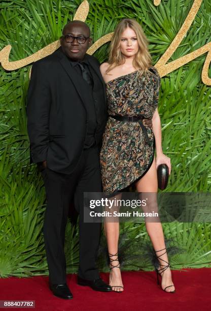 Edward Enninful and Anna Ewers attend The Fashion Awards 2017 in partnership with Swarovski at Royal Albert Hall on December 4, 2017 in London,...