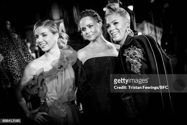 Pink, Stella McCartney and Annabelle Wallis attend The Fashion Awards 2017 in partnership with Swarovski at Royal Albert Hall on December 4, 2017 in...
