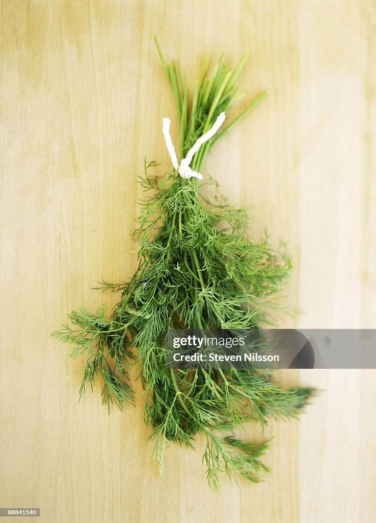 Bouquet of dill on cutting board