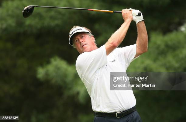 Michael Allen hits his tee shot on the third hole during the final round of the AT&T National at the Congressional Country Club on July 5, 2009 in...