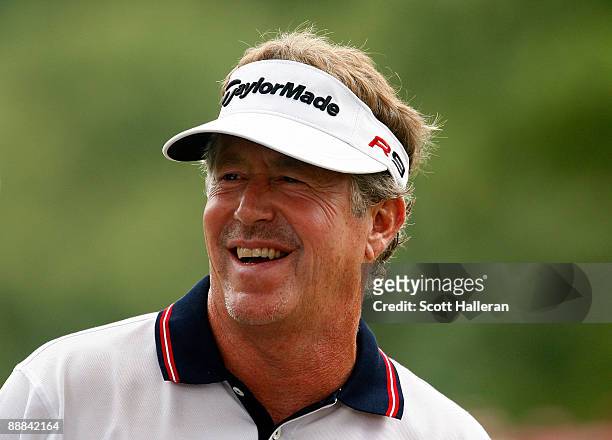 Michael Allen waits on the practice ground during the final round of the AT&T National at the Congressional Country Club on July 5, 2009 in Bethesda,...