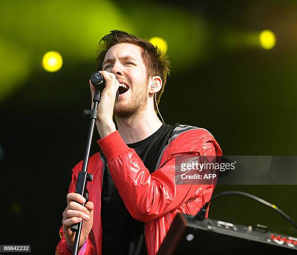 Scottish electronic musician Calvin Harris performs during the second day of the music festival in Hyde Park, Central London on July 5, 2009. AFP...