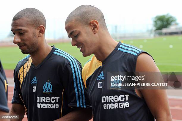 Marseille football club's midfielder Atem Ben Arfa arrives for a training session during the club's summer trainning camp on July 5, 2009 in Evian,...