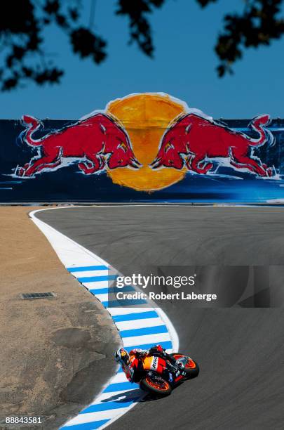 Dani Pedrosa of Spain rider of the Repsol Honda during the Moto GP Red Bull U. S. Grand Prix at the Mazda Raceway Laguna Seca on July 5, 2009 in...