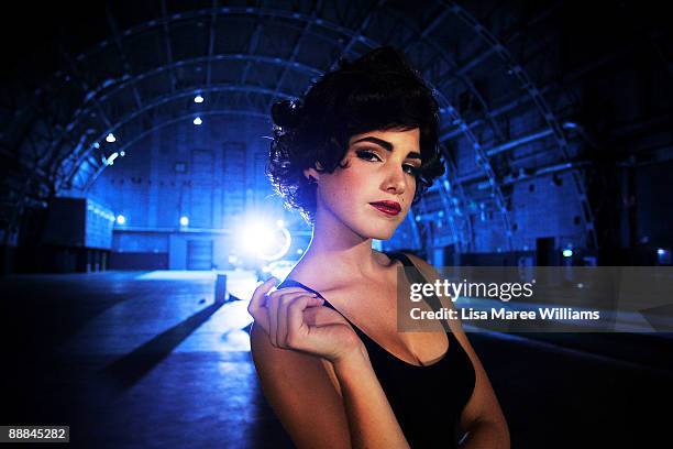 Finalist Tahnee Atkinson dressed as Elizabeth Taylor poses during a photo shoot challenge during episode 8 of the fifth series of Australia's Next...