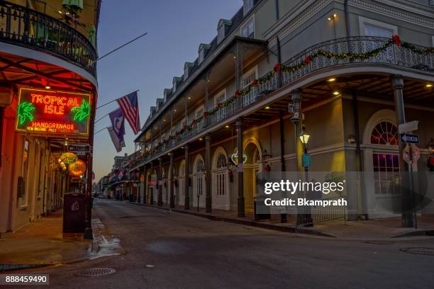 intersection of bourbon and orleans streets in the french quarter of new orleans, louisiana - bourbon street stock pictures, royalty-free photos & images