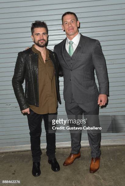 Juanes and John Cena are seen on the set of 'Despierta America' to promote the film 'Ferdinand' at Univision Studios on December 8, 2017 in Miami,...