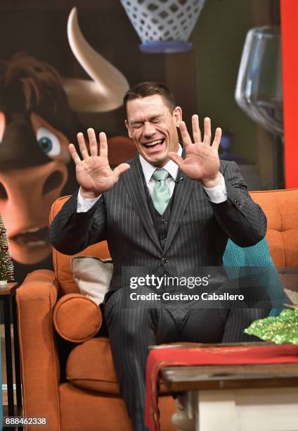 John Cena is seen on the set of 'Despierta America' to promote the film 'Ferdinand' at Univision Studios on December 8, 2017 in Miami, Florida.