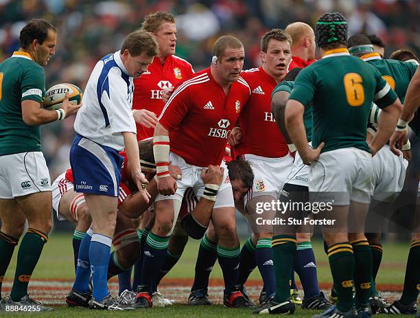 Lions prop Phil Vickery prepares to scrum down during the Third Test match between South Africa and The British and Irish Lions at Ellis Park Stadium...