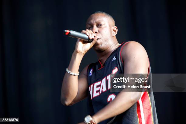 Dizzee Rascal performs on stage on the first day of Wireless Festival at Hyde Park on July 4, 2009 in London, England.