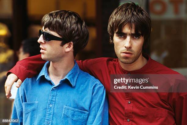 Noel Gallagher and his brother Liam, guitarist and singer respectively, of British rock band Oasis, 29th July 1994.