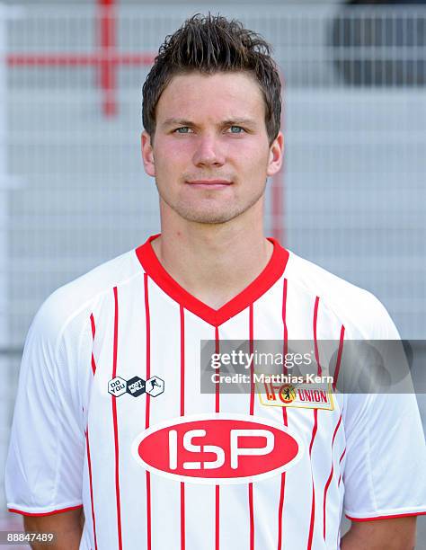 Michael Parensen poses during the 1.FC Union Berlin Team Presentation at the Stadion An der Alten Foersterei on July 6, 2009 in Berlin, Germany.