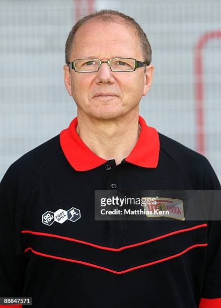 Team doctor Tankred Haase poses during the 1.FC Union Berlin Team Presentation at the Stadion An der Alten Foersterei on July 6, 2009 in Berlin,...