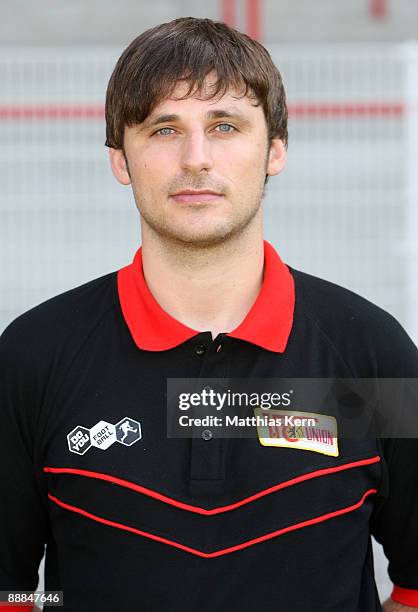 Video analyst Daniel Stenz poses during the 1.FC Union Berlin Team Presentation at the Stadion An der Alten Foersterei on July 6, 2009 in Berlin,...