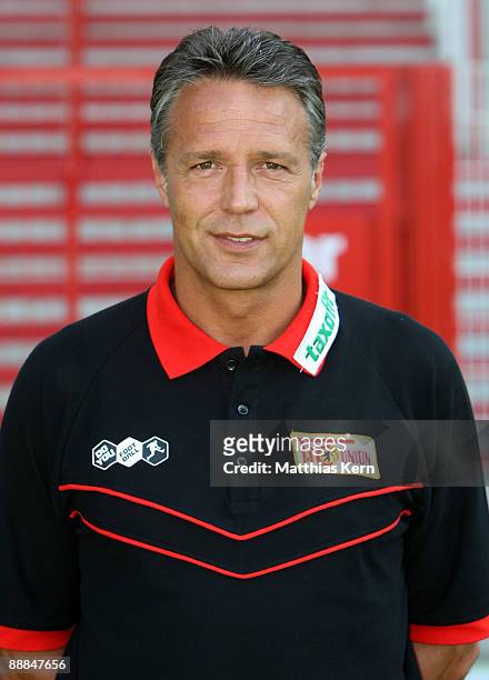 Head coach Uwe Neuhaus poses during the 1.FC Union Berlin Team Presentation at the Stadion An der Alten Foersterei on July 6, 2009 in Berlin, Germany.