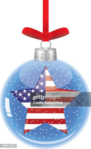 illustrations, cliparts, dessins animés et icônes de ornement de noël de verre étoile usa - boule de noel transparente