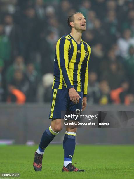 Roberto Soldado Rillo of Fenerbahce during the Turkish Super lig match between Bursaspor v Fenerbahce at the Timsah Arena on December 8, 2017 in...