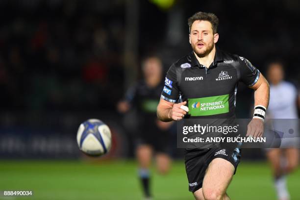 Glasgow Warriors' Scottish wing Tommy Seymour chases the ball during the European Champions Cup pool 3 rugby union match between Glasgow Warriors and...