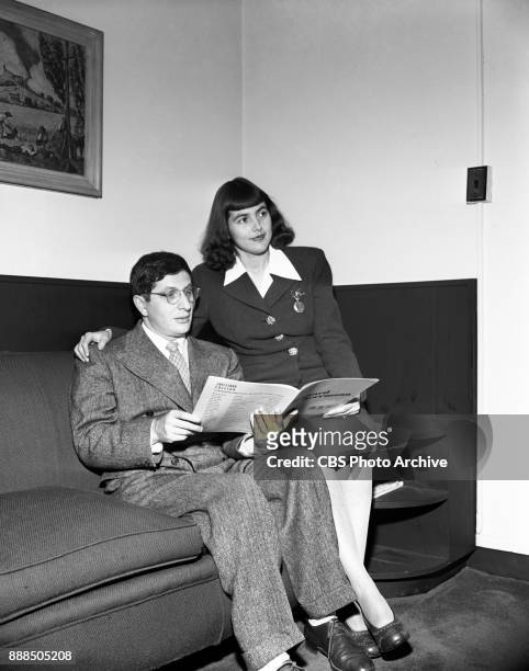 Music composer Bernard Herrmann and Lucille Fletcher pose for a photo. She was formerly a librarian and clerk in the CBS music department which is...