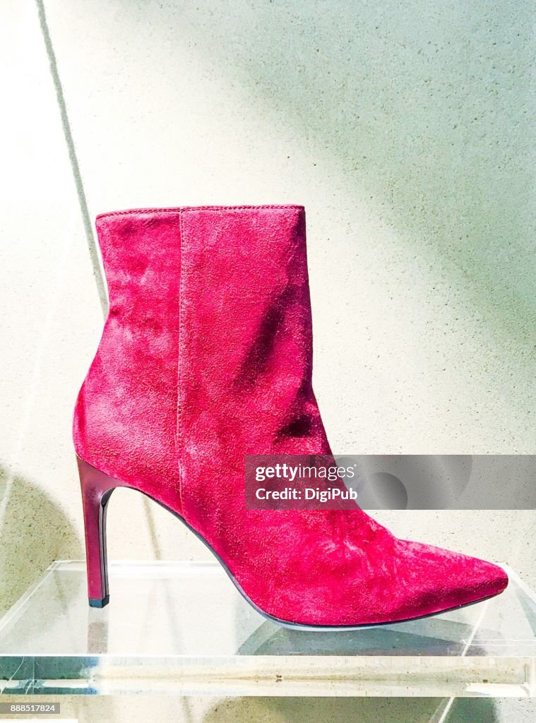 Women’s Red High-heel Suede Ankle Boots