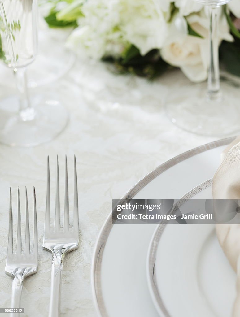 Wedding table setting, studio shot