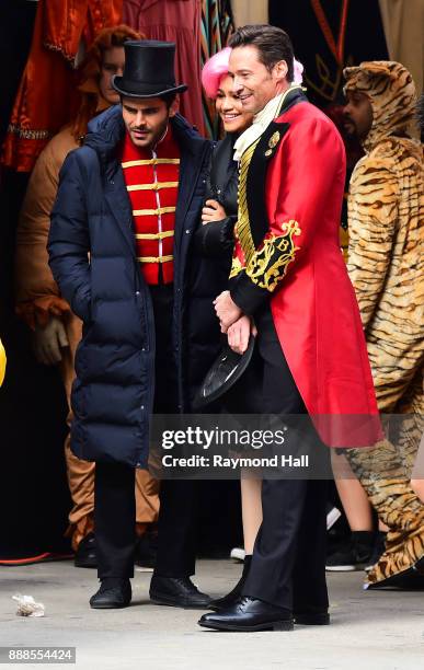 Actors Zac Efron, Zendaya and Hugh Jackman are seen on the set of "The Late Show With James Corden" on December 8, 2017 in New York City.