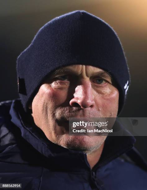 Montpellier Head Coach Vern Cotter is seen during the European Rugby Champions Cup match between Glasgow Warriors and Montpellier at Scotstoun...