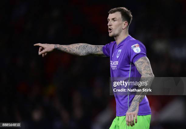 FAden Flint of Bristol City gives instruction during the Sky Bet Championship match between Sheffield United and Bristol City at Bramall Lane on...