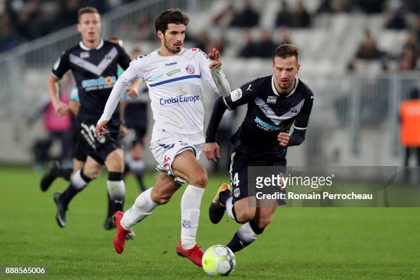 Martin Terrier of Strasbourg in action during the Ligue 1 match between FC Girondins de Bordeaux and Strasbourg at Stade Matmut Atlantique on...