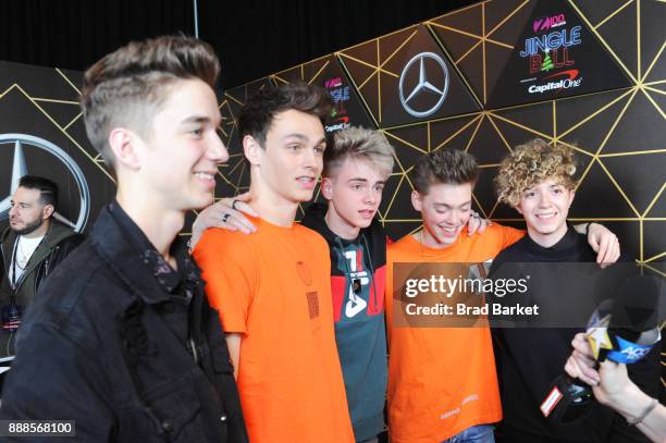 Why Don't We attends the Z100's Jingle Ball 2017 backstage on December 8, 2017 in New York City.