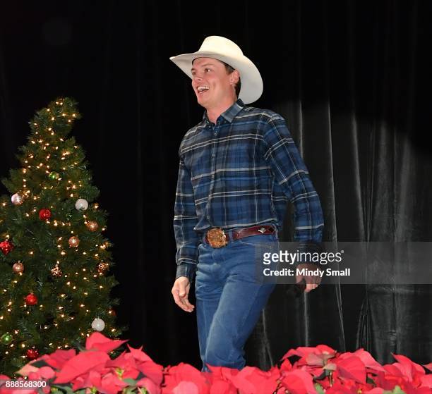 Recording artist Ned LeDoux performs during the "Outside the Barrel" with Flint Rasmussen show during the National Finals Rodeo's Cowboy Christmas at...