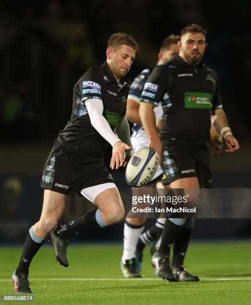 Finn Russell of Glasgow Warriors is seen during the European Rugby Champions Cup match between Glasgow Warriors and Montpellier at Scotstoun Stadium...