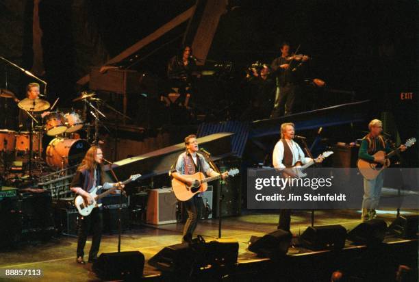 The Eagles Don Henley-Drums, Timothy B. Schmit-Bass, Glen Frey-Guitar, Don Felder-Guitar and Joe Walsh-Guitar, perform at the Target Center In...