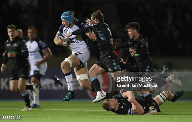 Nicolaas Janse van Rensburg of Montpellier runs with the ball during the European Rugby Champions Cup match between Glasgow Warriors and Montpellier...