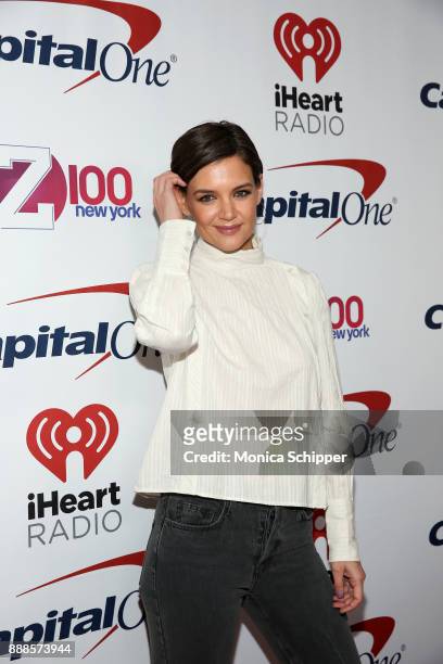 Actress Katie Holmes attends the Z100's Jingle Ball 2017 press room on December 8, 2017 in New York City.