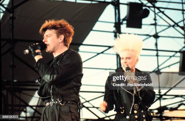 Tom Bailey and Allanah Currie of The Thompson Twins performs in Minnesota in July of 1987.