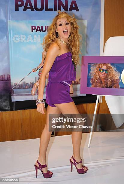 Singer Paulina Rubio attends a press conference and photo call for her new CD release "Gran City Pop" at Hotel Presidente Intercontinental on July 6,...