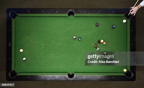 aerial shot pool table  - playing pool stock pictures, royalty-free photos & images