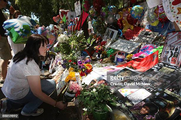 Rebekah Roberts, who said she quit her job in Louisville, Kentucky to travel to California pay her respects to singer Michael Jackson, visits a...