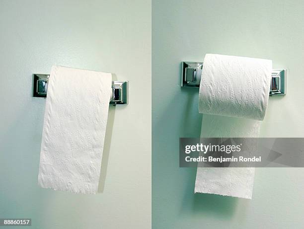 two toilet paper rolls - carta igienica foto e immagini stock