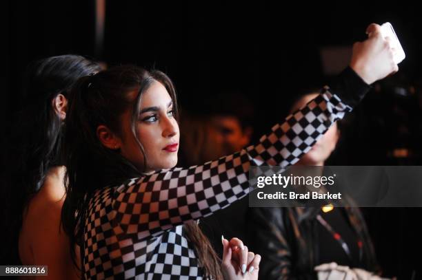 Singer Lauren Jauregui attends the Z100's Jingle Ball 2017 backstage on December 8, 2017 in New York City.