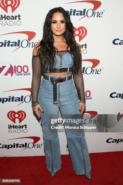 Demi Lovato attends the Z100's Jingle Ball 2017 press room on December 8, 2017 in New York City.