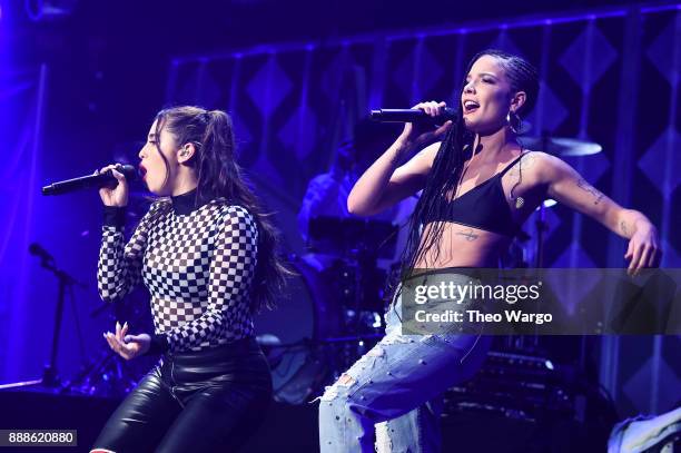 Lauren Jauregui and Halsey perform at Z100's Jingle Ball 2017 on December 8, 2017 in New York City.