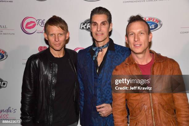 Chris Chaney, Perry Farrell and Stephen Perkins of Jane's Addiction attend the 2017 Rhonda's Kiss Benefit Concert at Hollywood Palladium on December...